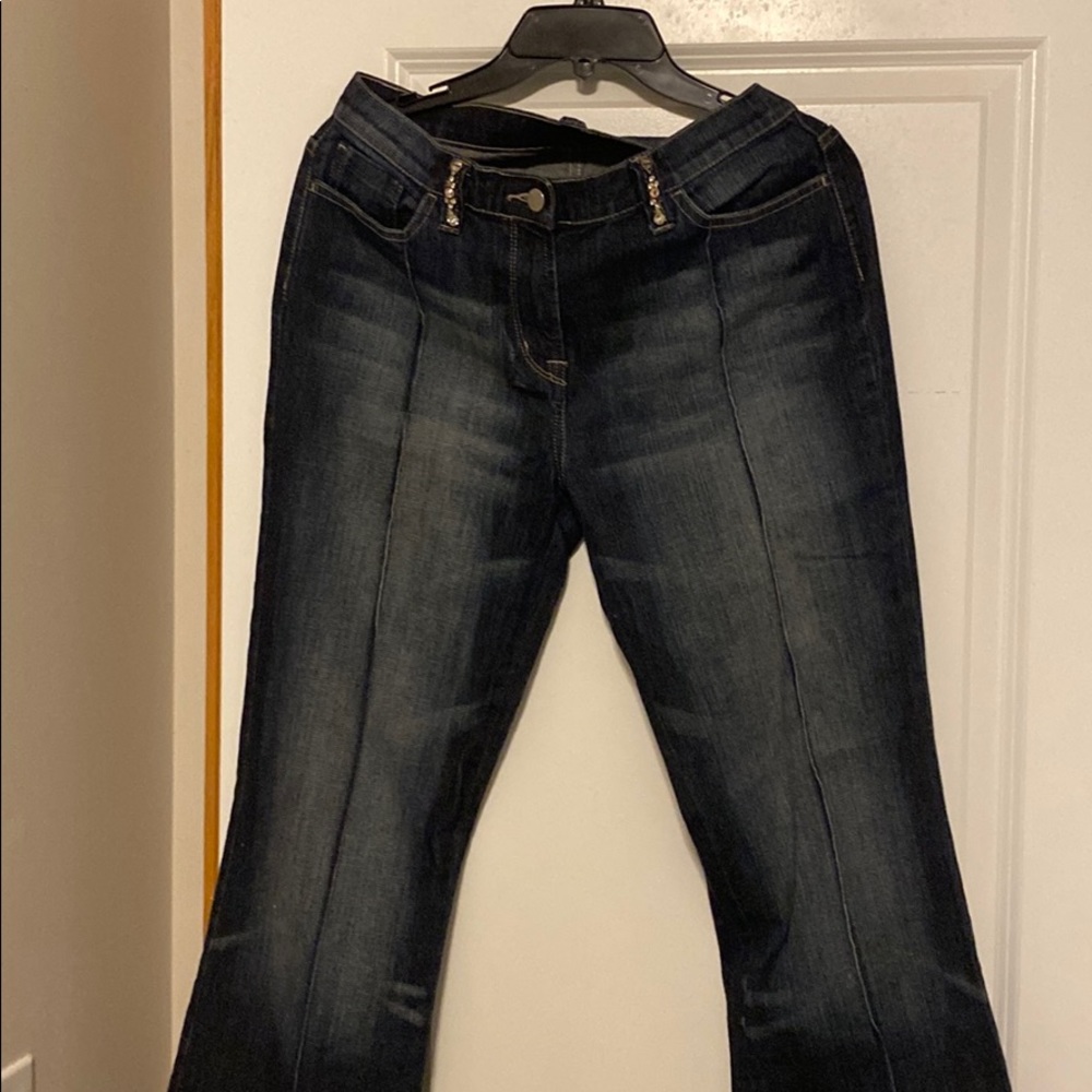 Next Bejewelled Jeans Flared UK 12 EXTRA LONG